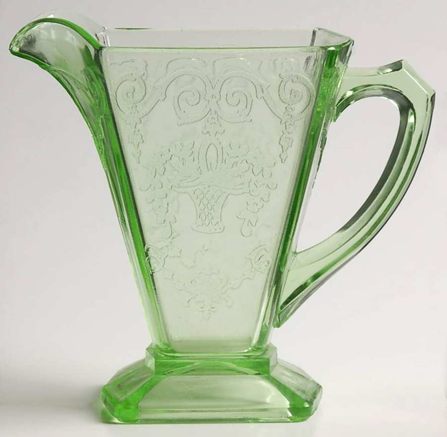 Lorain Green Creamer by Indiana Glass-1
