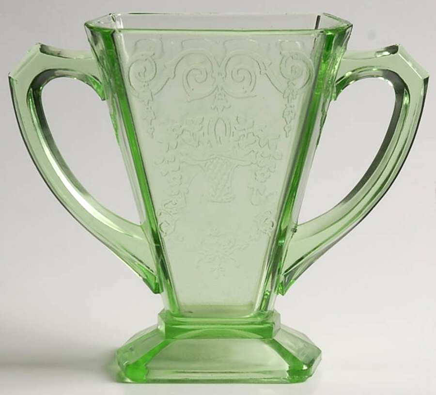 Lorain Green Open Sugar by Indiana Glass-1