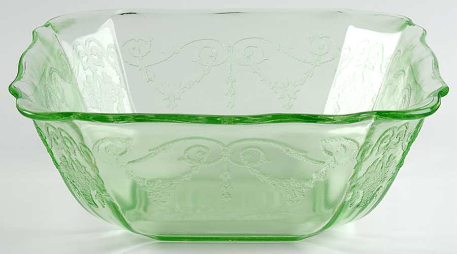 Lorain Green Large Fruit Bowl by Indiana Glass-1