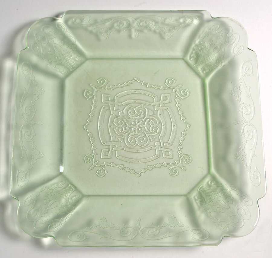 Lorain Green Luncheon Plate by Indiana Glass-1