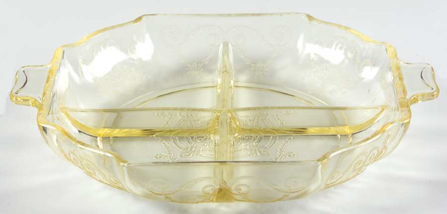 Lorain Yellow 8" Octagonal 4 Part Relish by Indiana Glass-1