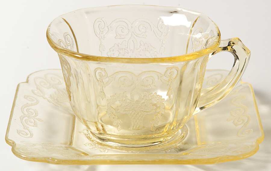Lorain Yellow Cup & Saucer Set by Indiana Glass-1
