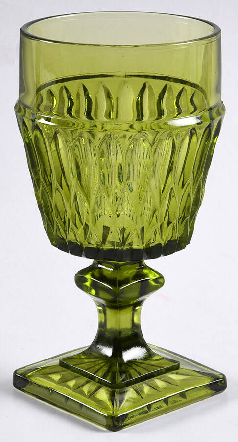 Mt. Vernon Green Water Goblet by Indiana Glass-1