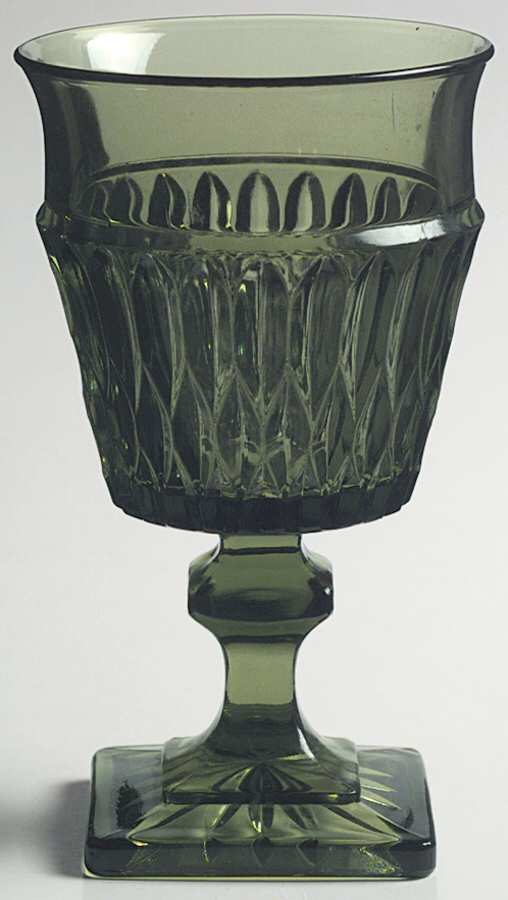 Mt. Vernon Green Water Goblet by Indiana Glass-1