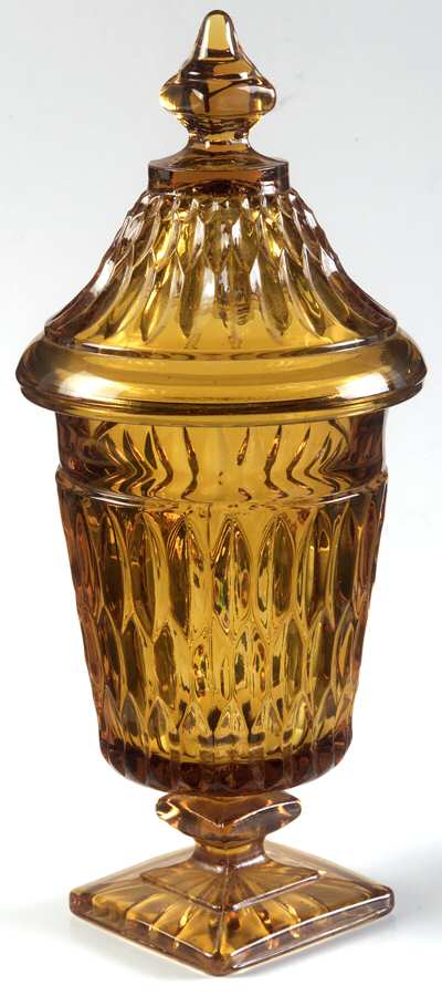 Mt. Vernon Amber Candy Dish & Lid by Indiana Glass-1