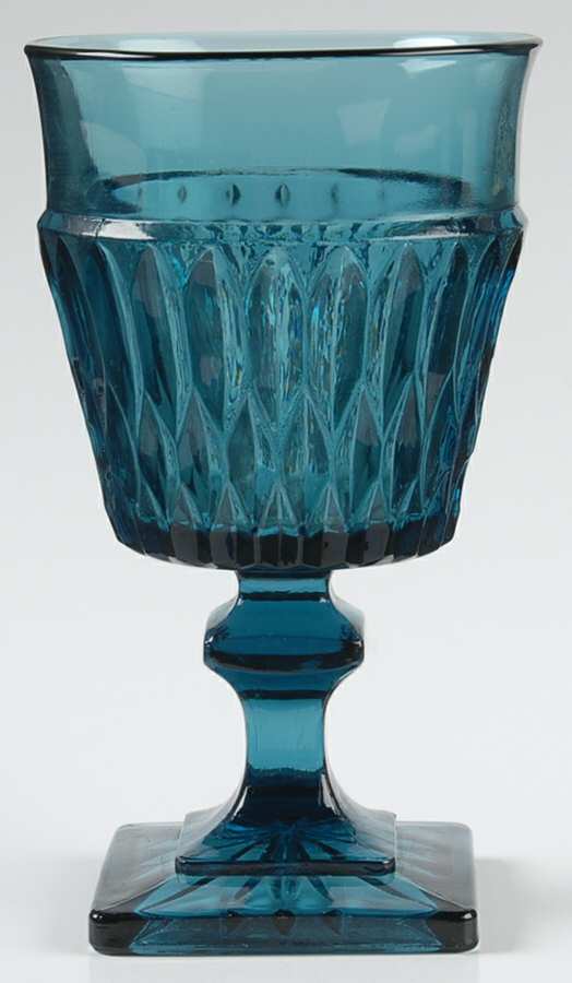 Mt. Vernon Blue Water Goblet by Indiana Glass-1