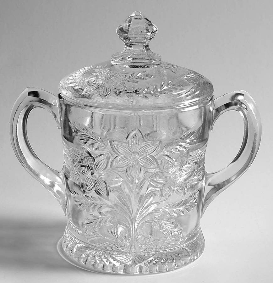 Narcissus Spray Sugar Bowl & Lid by Indiana Glass-1