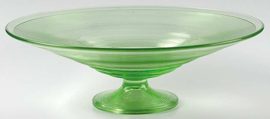 Old English Green 11" Fruit Stand by Indiana Glass-1