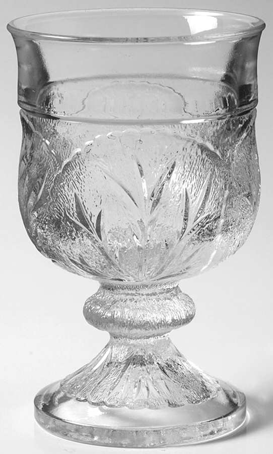 Pebble Leaf Clear Water Goblet by Indiana Glass-1