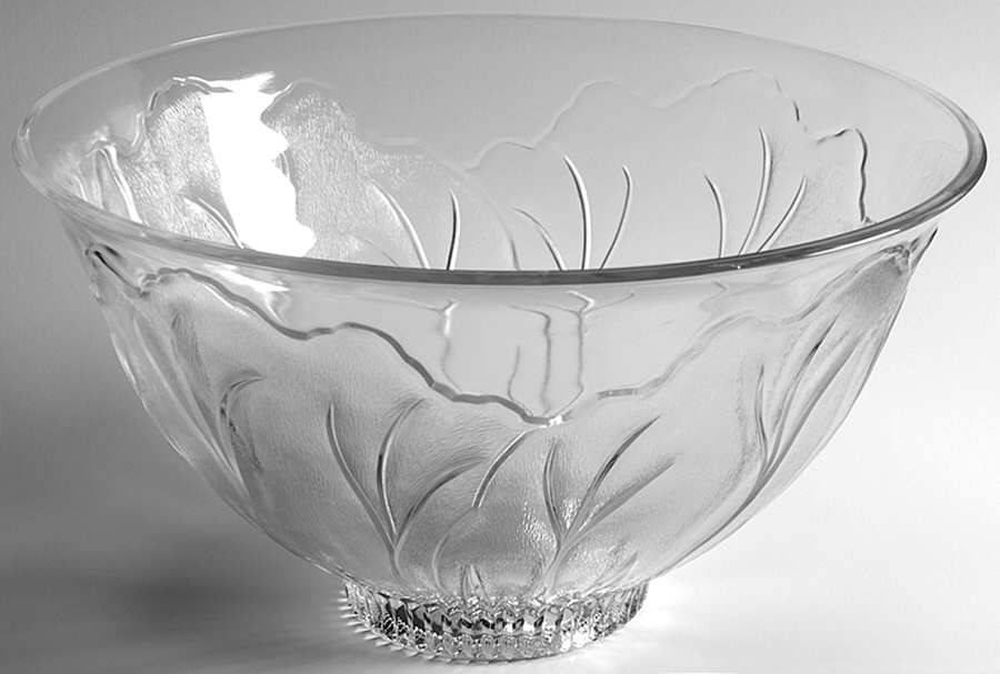 Pebble Leaf Clear Punch Bowl by Indiana Glass-1