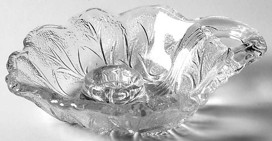 Pebble Leaf Clear Single Light Candlestick by Indiana Glass-1