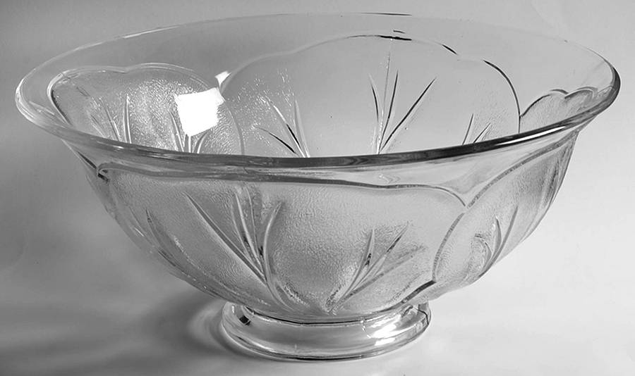 Pebble Leaf Clear Punch Bowl by Indiana Glass-1