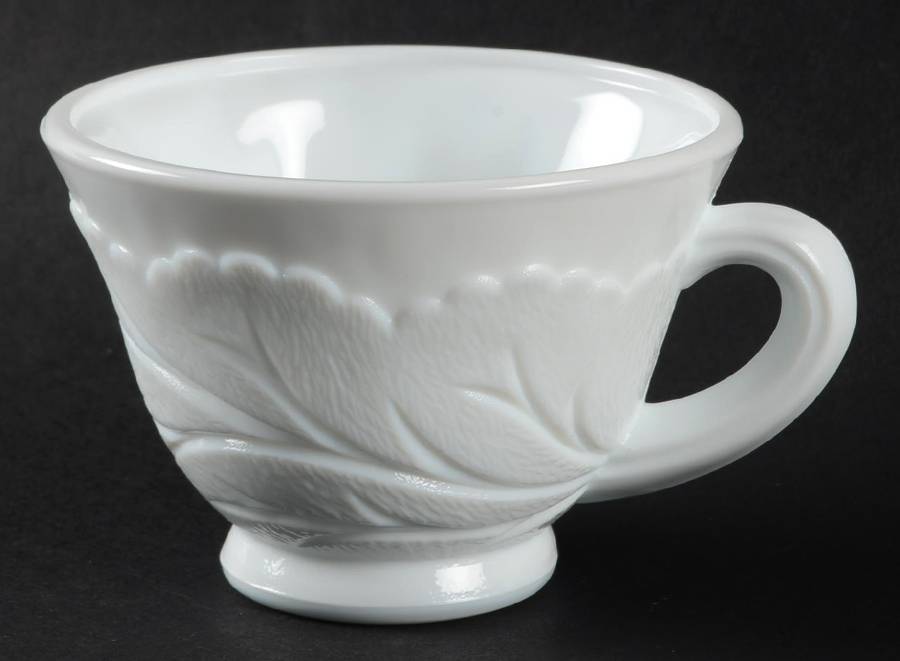 Pebble Leaf Milkglass Punch Cup by Indiana Glass-1