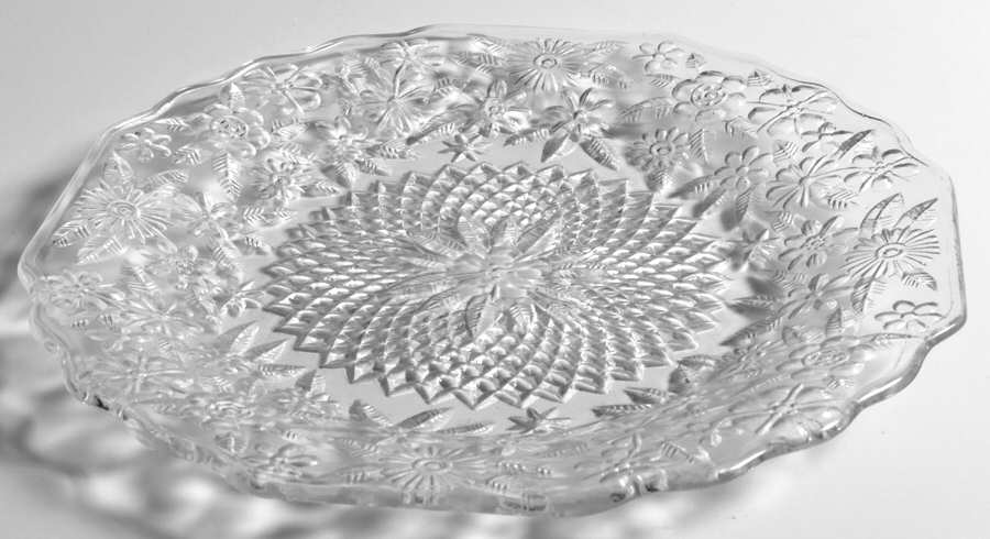 Pineapple and Floral Clear 8" Salad Plate by Indiana Glass-1