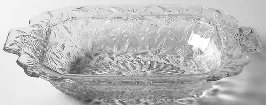 Pineapple and Floral Clear Oval Vegetable Bowl by Indiana Glass-1