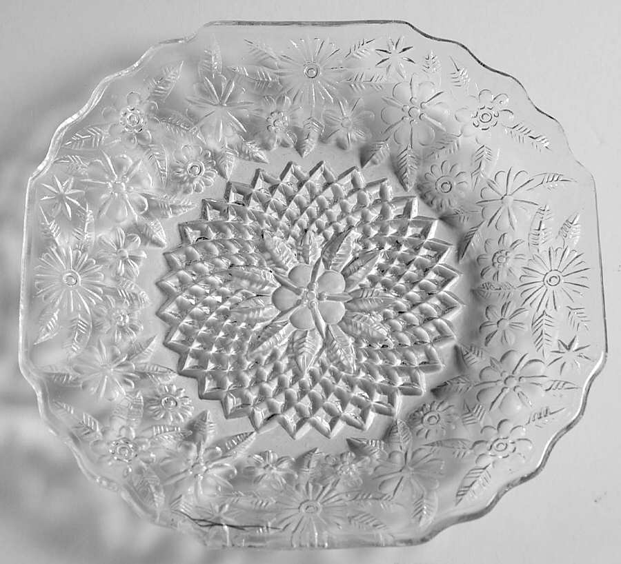 Pineapple and Floral Clear Bread & Butter Plate by Indiana Glass-1