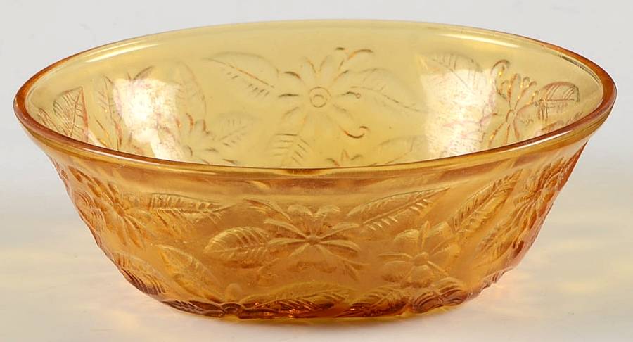 Pineapple and Floral Amber 4" Small Fruit/Dessert Bowl by Indiana Glass-1