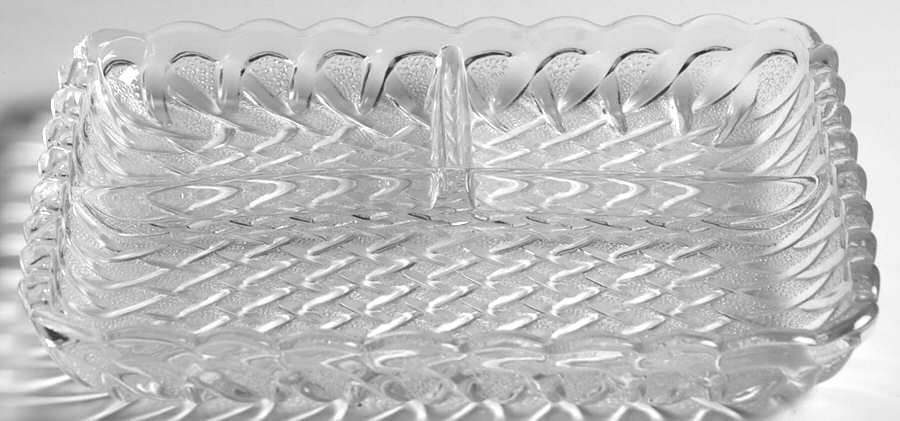 Pretzel Clear 7" Square 3 Part Celery Relish by Indiana Glass-1