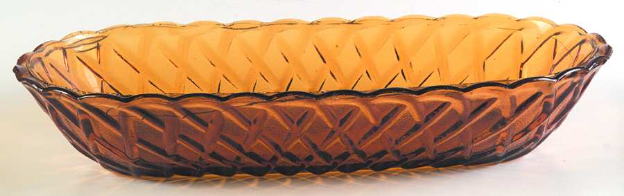 Pretzel Amber 10" Oval Celery by Indiana Glass-1