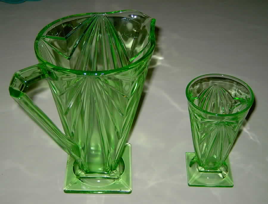 Pyramid Green Pitcher by Indiana Glass-1