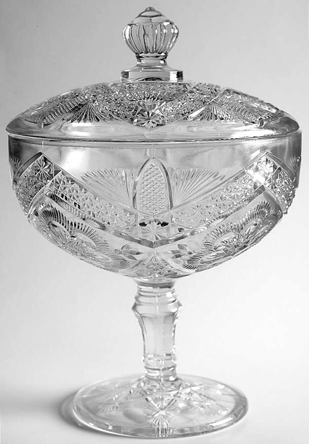 Rayed Flower 9" Compote & Lid by Indiana Glass-1