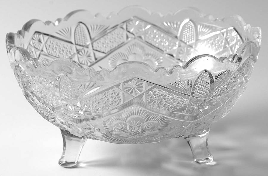 Rayed Flower 7" 3-Toed Footed Bowl by Indiana Glass-1