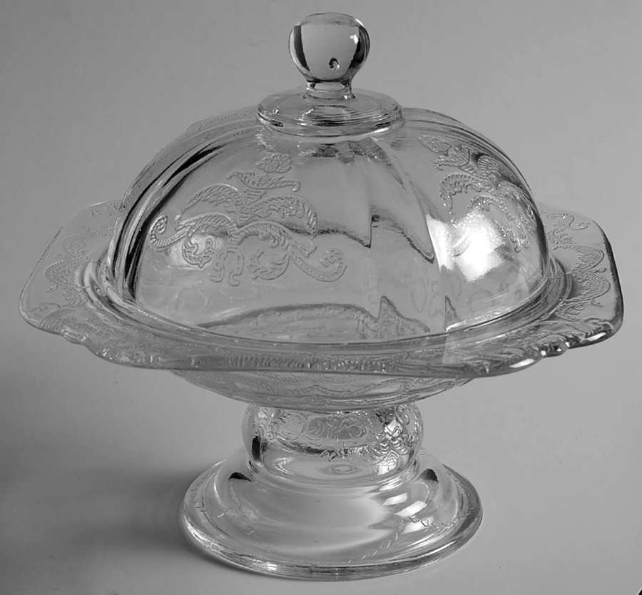 Recollection Clear Footed Candy Dish & Lid by Indiana Glass-1