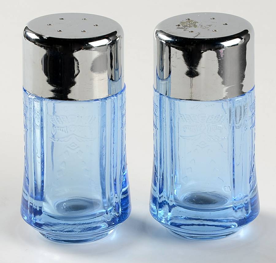 Recollection Blue Shaker Set & Plastic Lids by Indiana Glass-1