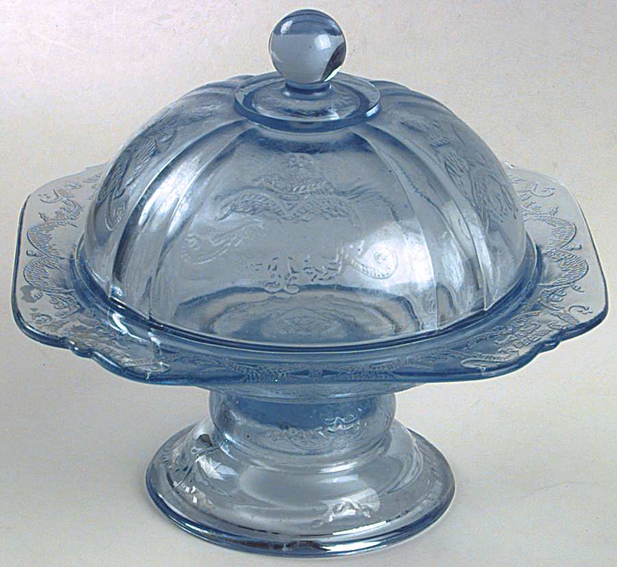 Recollection Blue Footed Candy Dish & Lid by Indiana Glass-1