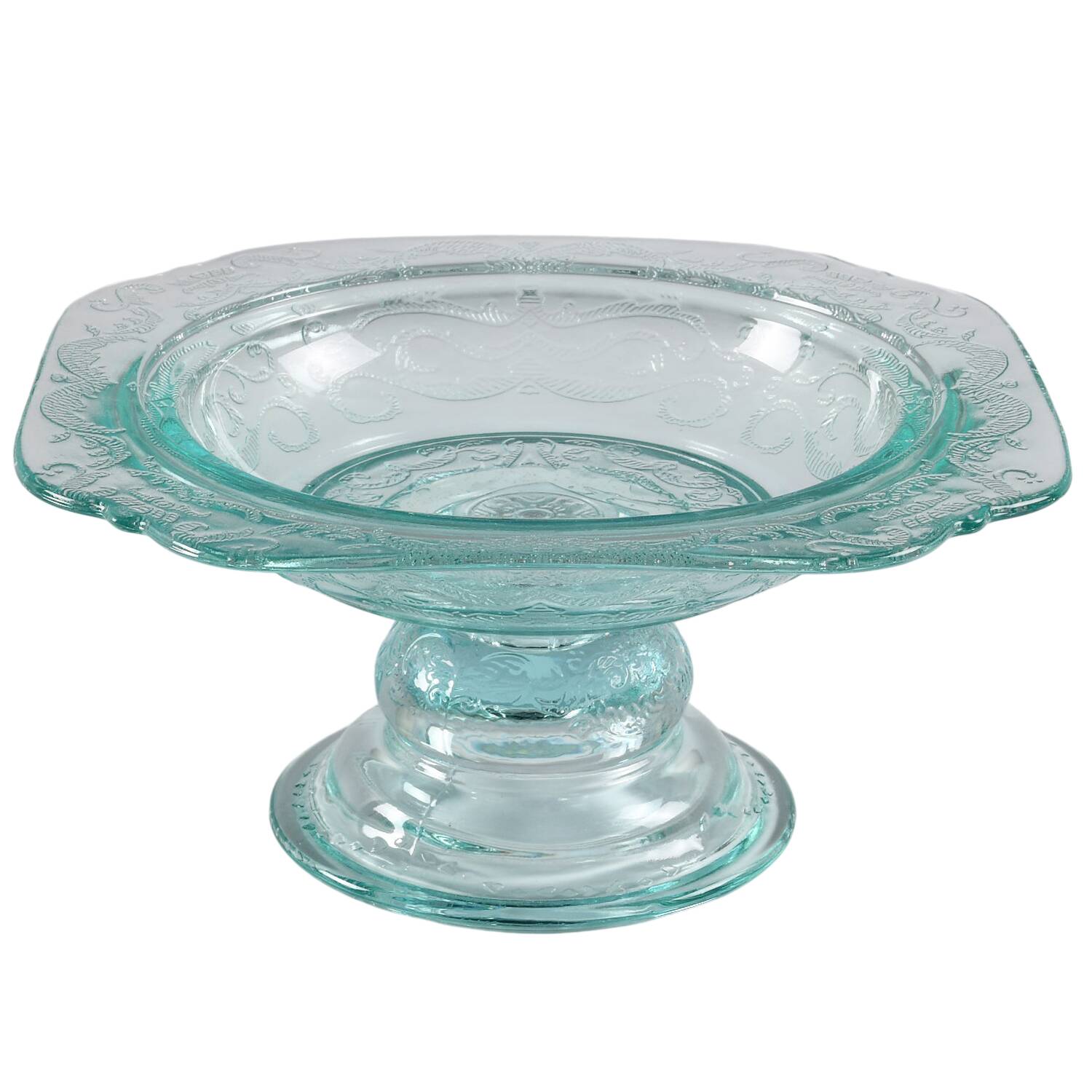 Recollection Green (Teal) Footed Candy Dish No Lid by Indiana Glass-1