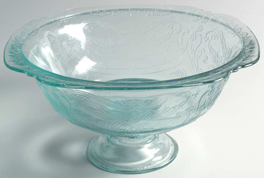 Recollection Green (Teal) Footed Bowl by Indiana Glass-1