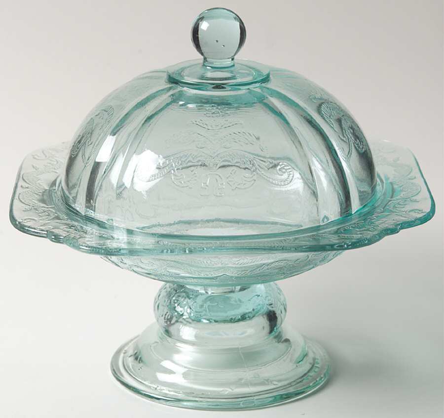 Recollection Green (Teal) Jam/Jelly & Lid by Indiana Glass-1