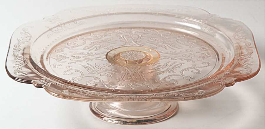 Recollection Pink Footed Cake Plate by Indiana Glass-1