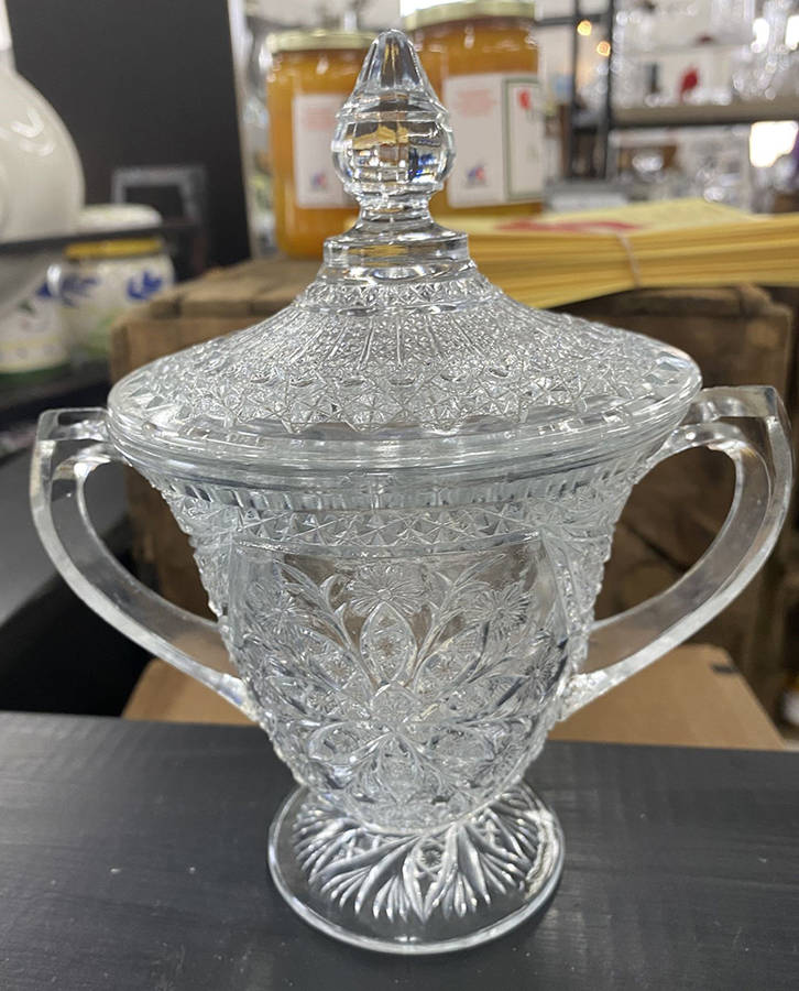 Rosette with Pinwheels Sugar Bowl & Lid by Indiana Glass-1