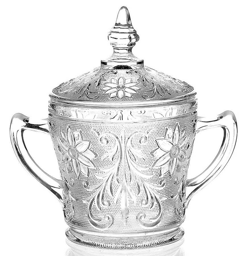 Sandwich Clear Sugar Bowl & Lid by Indiana Glass-1