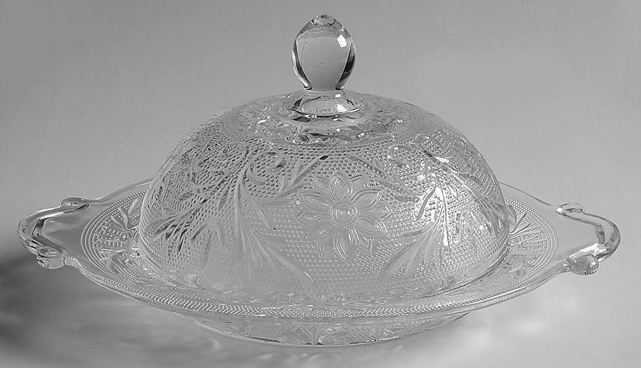 Sandwich Clear Round Covered Butter by Indiana Glass-1