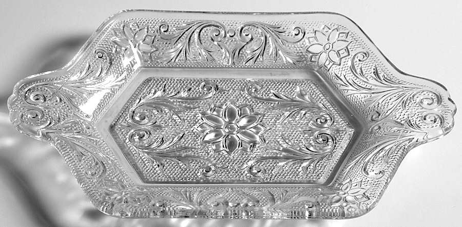 Sandwich Clear Tray for Diamond Shape Creamer and Suger by Indiana Glass-1