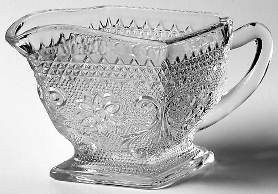 Sandwich Clear Diamond Shape Creamer by Indiana Glass-1