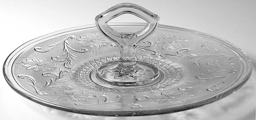 Sandwich Clear Center Handle Tray by Indiana Glass-1