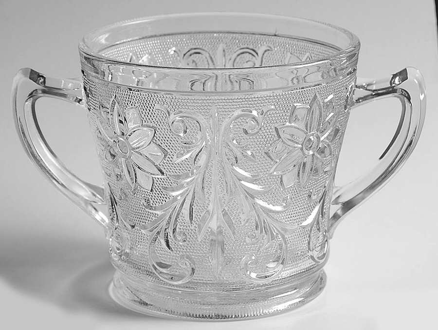 Sandwich Clear Open Sugar by Indiana Glass-1