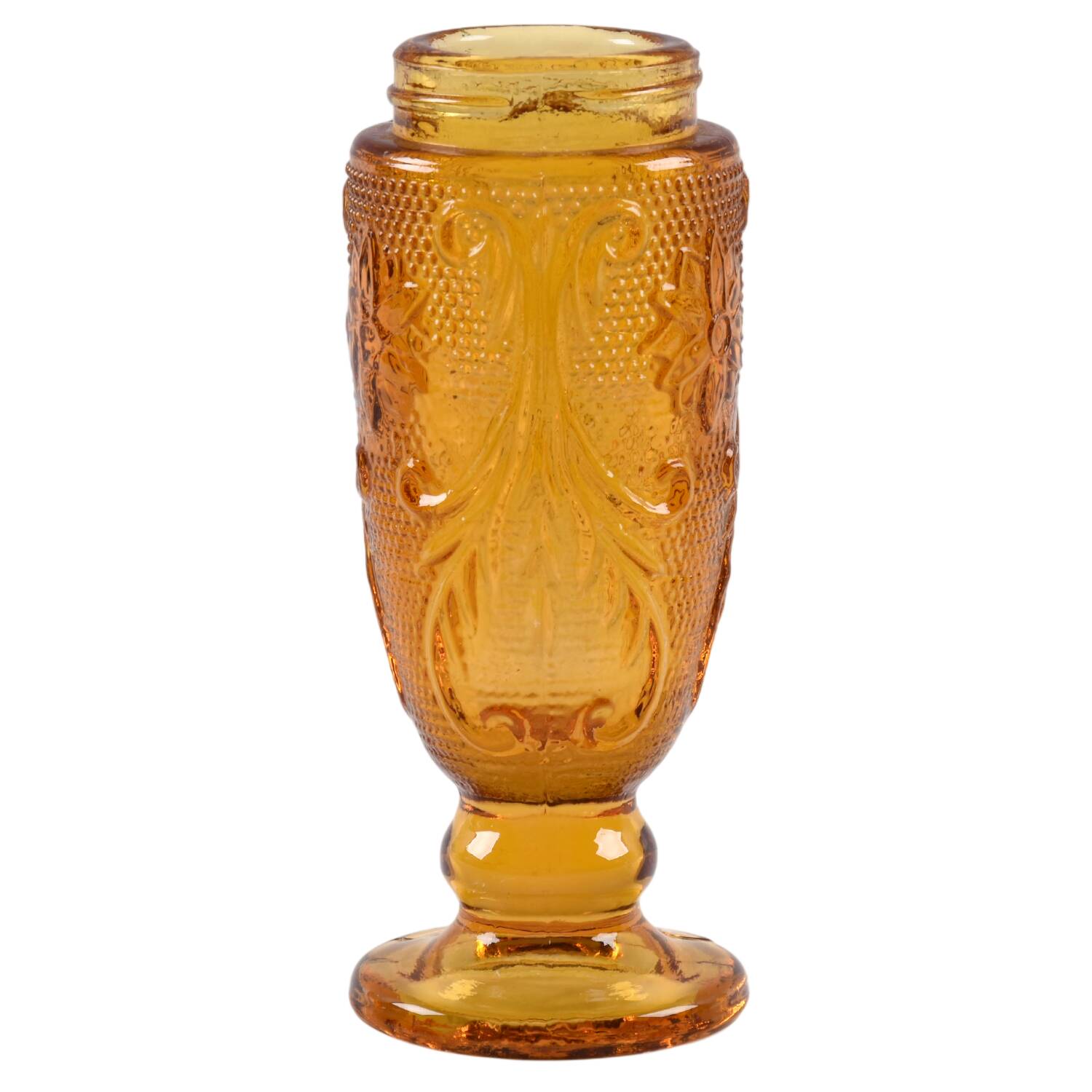 Sandwich Amber Footed Shaker No Metal Lid by Indiana Glass-1