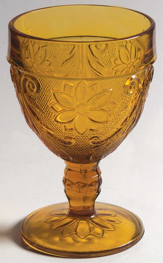 Sandwich Amber Water Goblet by Indiana Glass-1
