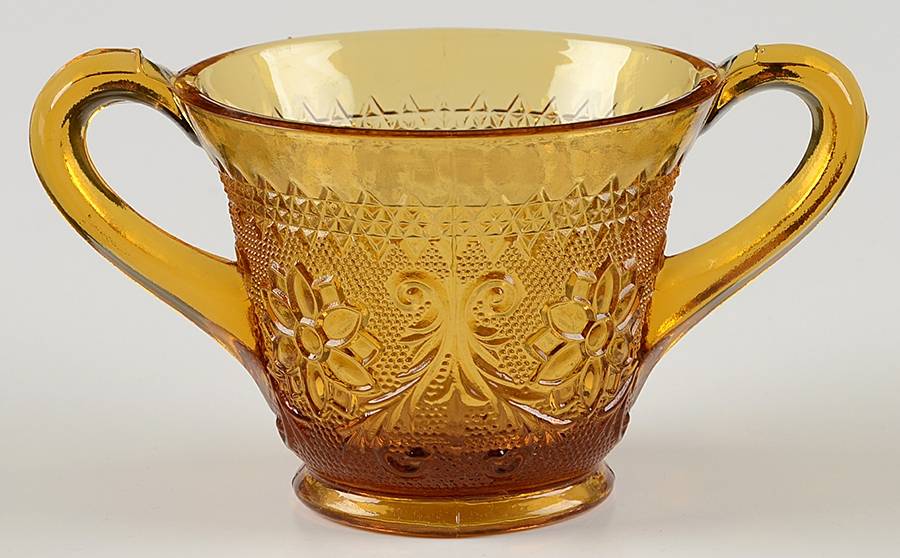 Sandwich Amber Open Sugar by Indiana Glass-1