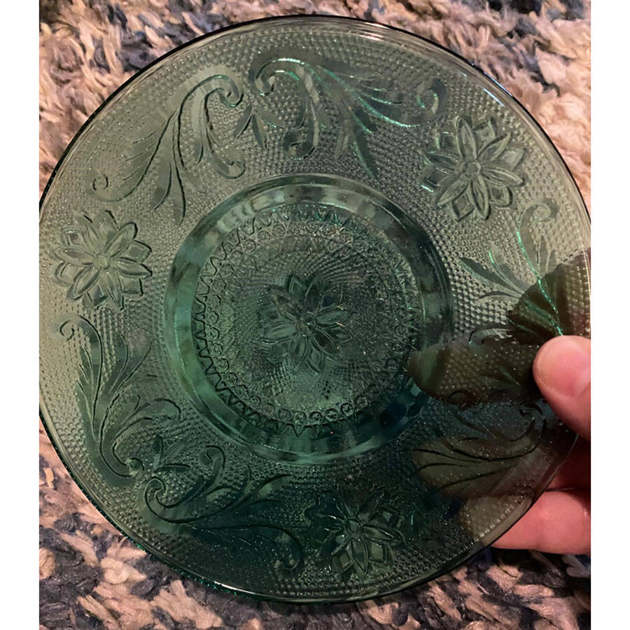 Sandwich Green 6" Sherbet Plate by Indiana Glass-1