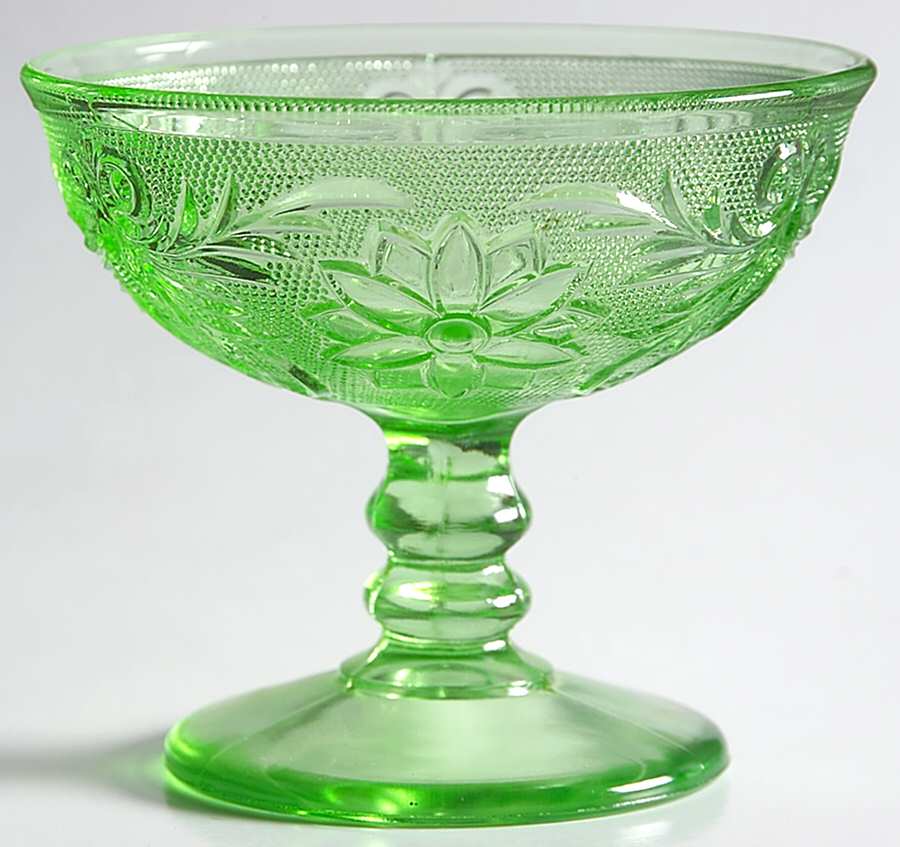 Sandwich Green Champagne/Tall Sherbet by Indiana Glass-1
