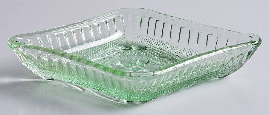 Sandwich Green Diamond Ashtray by Indiana Glass-1
