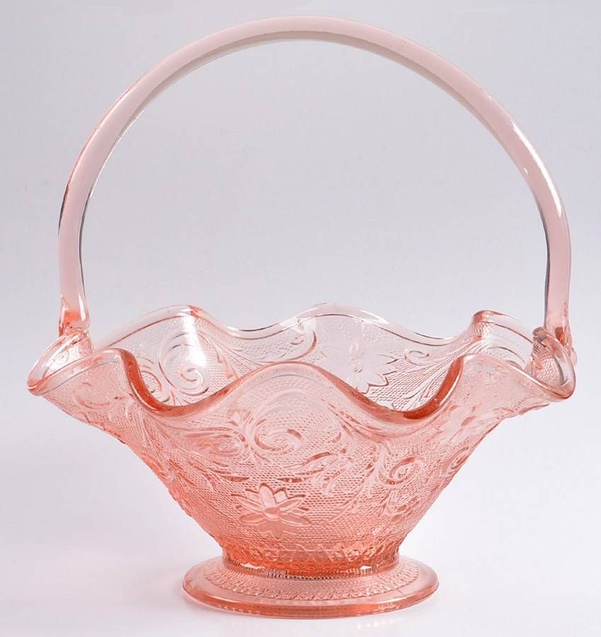 Sandwich Pink 11" Basket by Indiana Glass-1