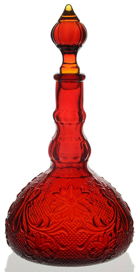 Sandwich Red Decanter & Stopper by Indiana Glass-1