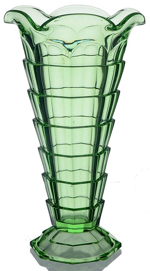 Tea Room Green 9" Flared Vase by Indiana Glass-1