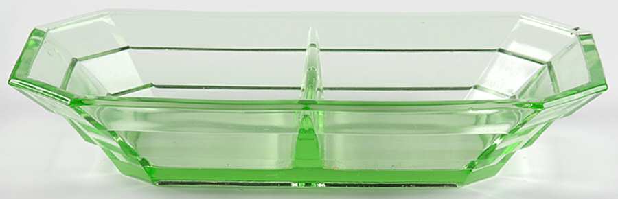 Tea Room Green 8' Oblong 2 Part Relish by Indiana Glass-1